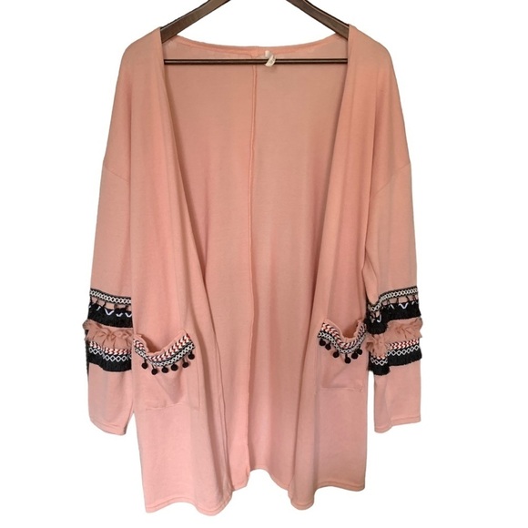 AndTheWhy Open Front Cardigan Sweater Dusty Rose Ladies Size Large Pink Long - Picture 6 of 6